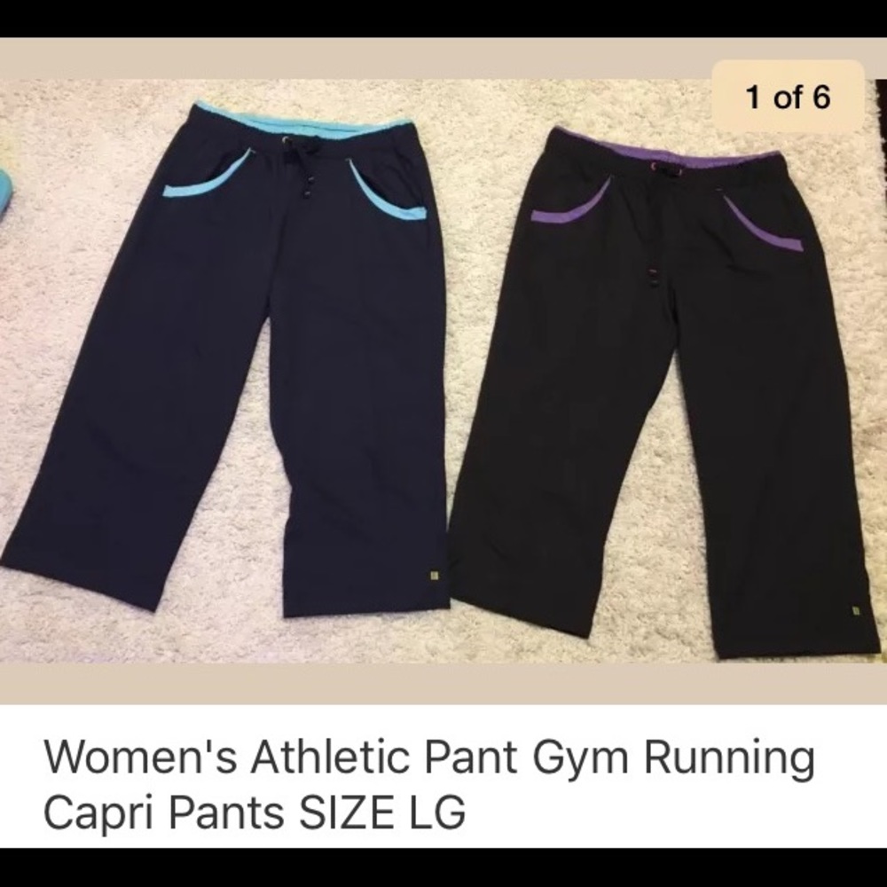 2 Pairs of Made For Life athletic Capri pants LG